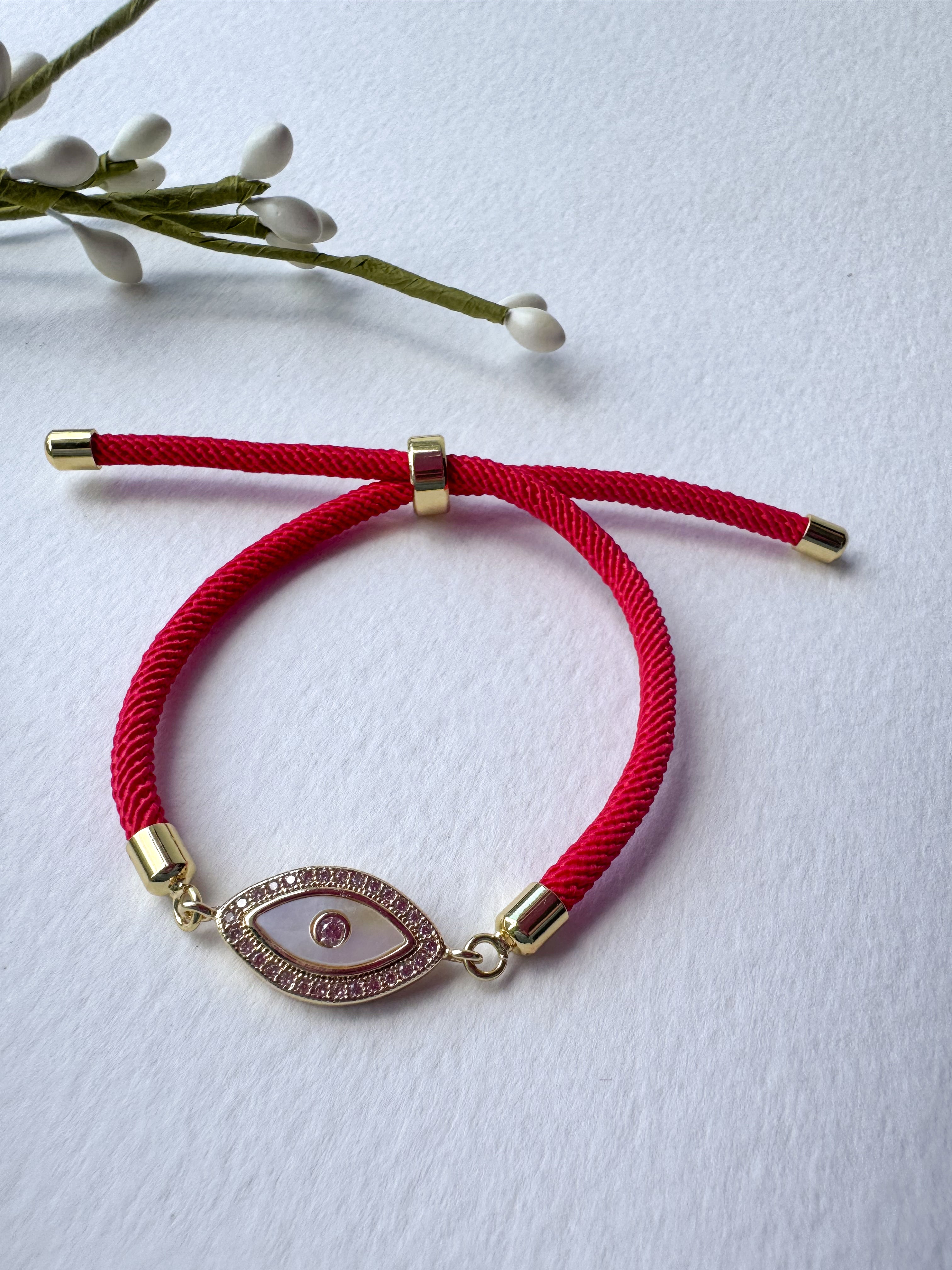 Red Evil Eye Adjustable Bracelet
