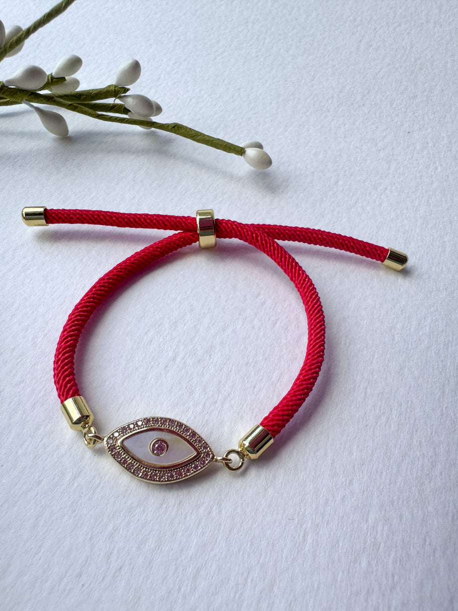 Red Evil Eye Adjustable Bracelet
