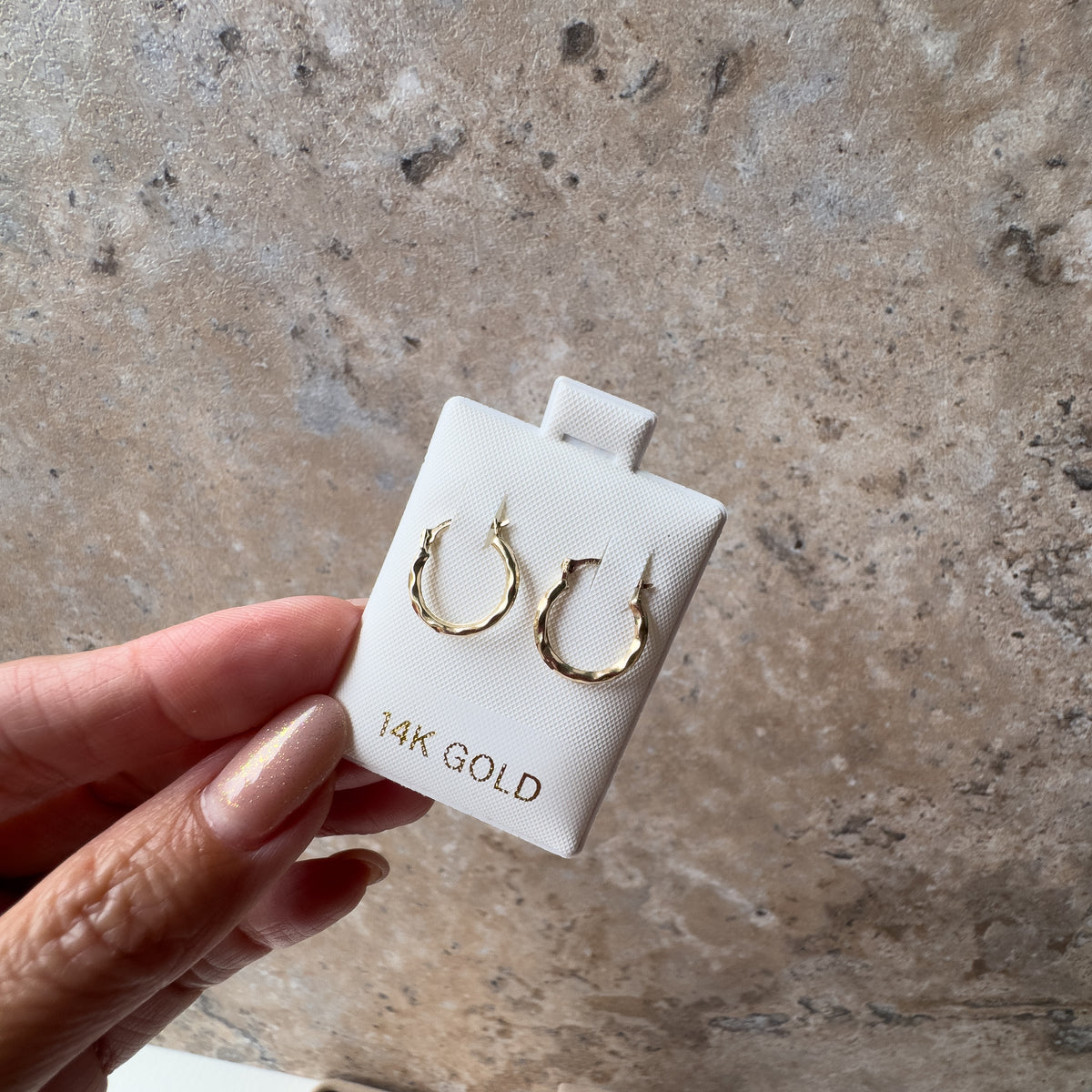 Mini Wave Hoops 14K Solid Gold Earrings