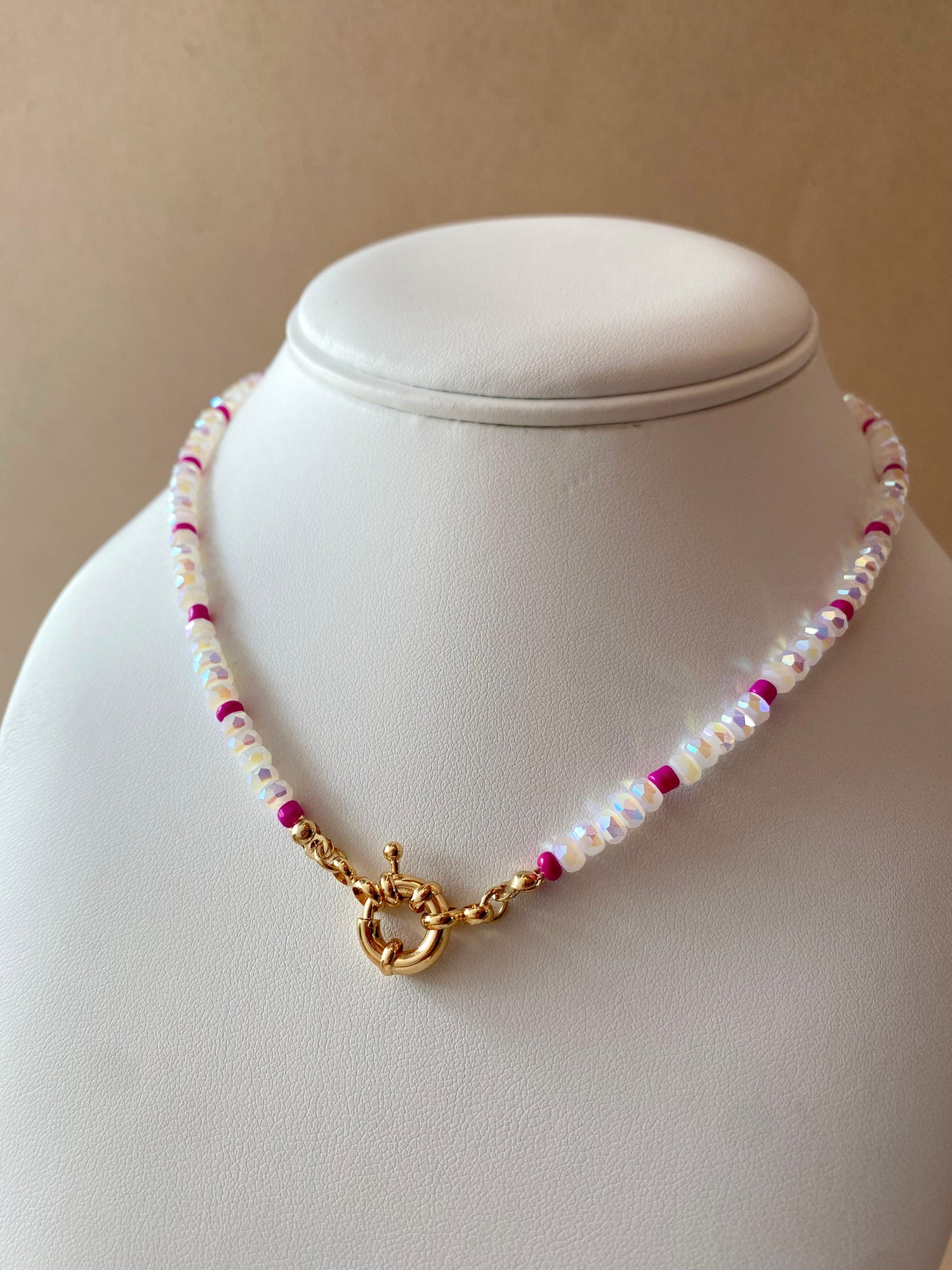 Clear Crystals and Purple Beads Necklace