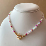 Clear Crystals and Purple Beads Necklace