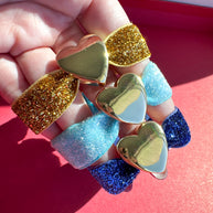 Brazaletes Elásticos Gold, Celeste y Azul Rey + Corazon Gold