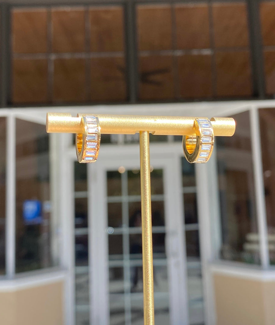 Golden Steel Crystal Hoops