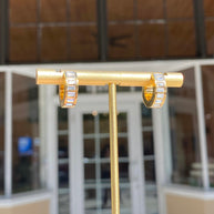 Golden Steel Crystal Hoops