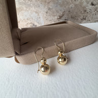 2 Balls Style 14K Solid Gold Earrings