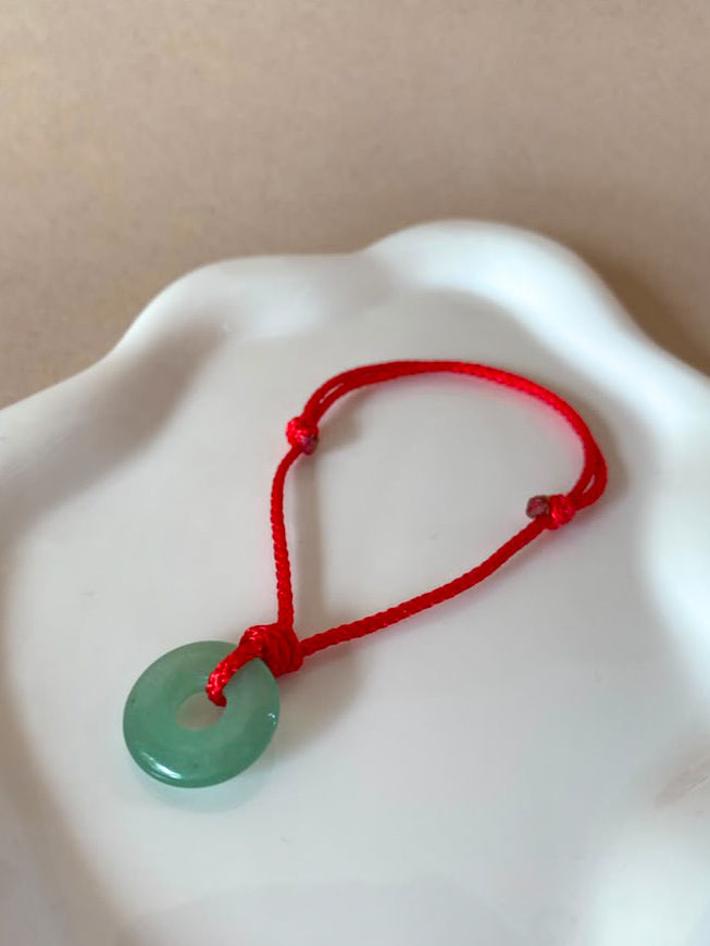 Jade Stone Circular Red Thread Bracelet
