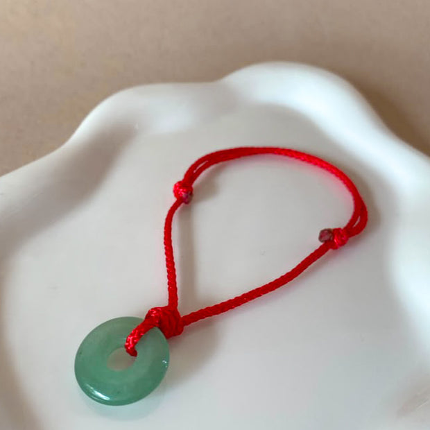 Jade Stone Circular Red Thread Bracelet
