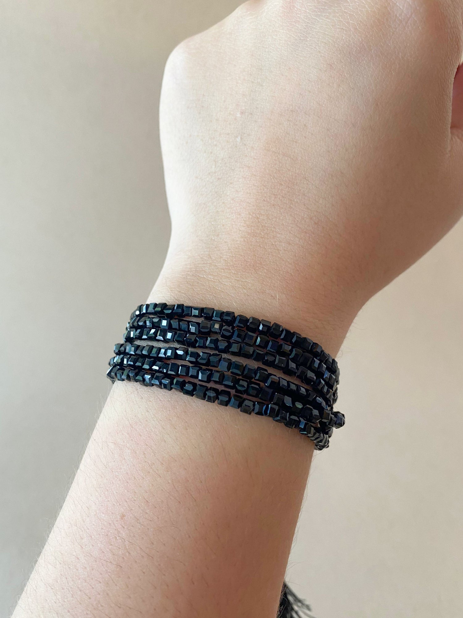 Black Crystals Layers Adjustable Bracelet