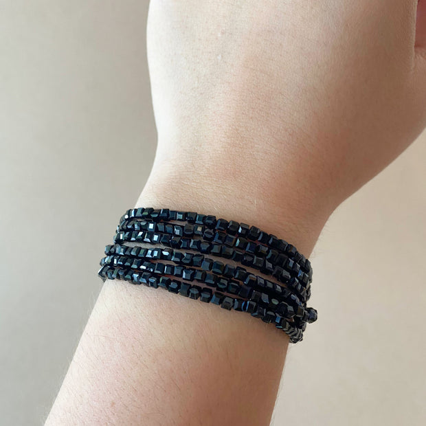 Black Crystals Layers Adjustable Bracelet