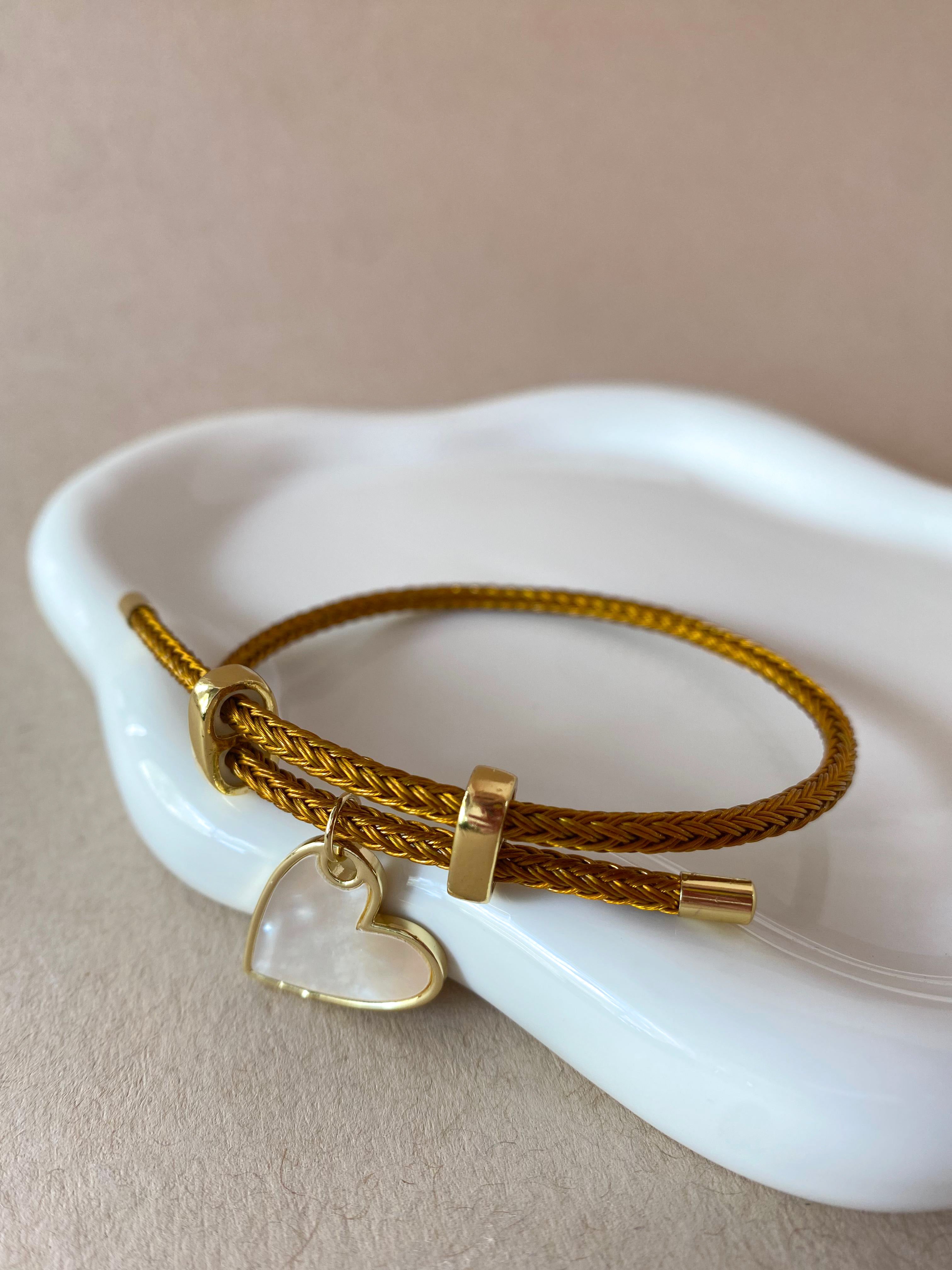 Mother of Pearl Heart Camel Adjustable Bracelet