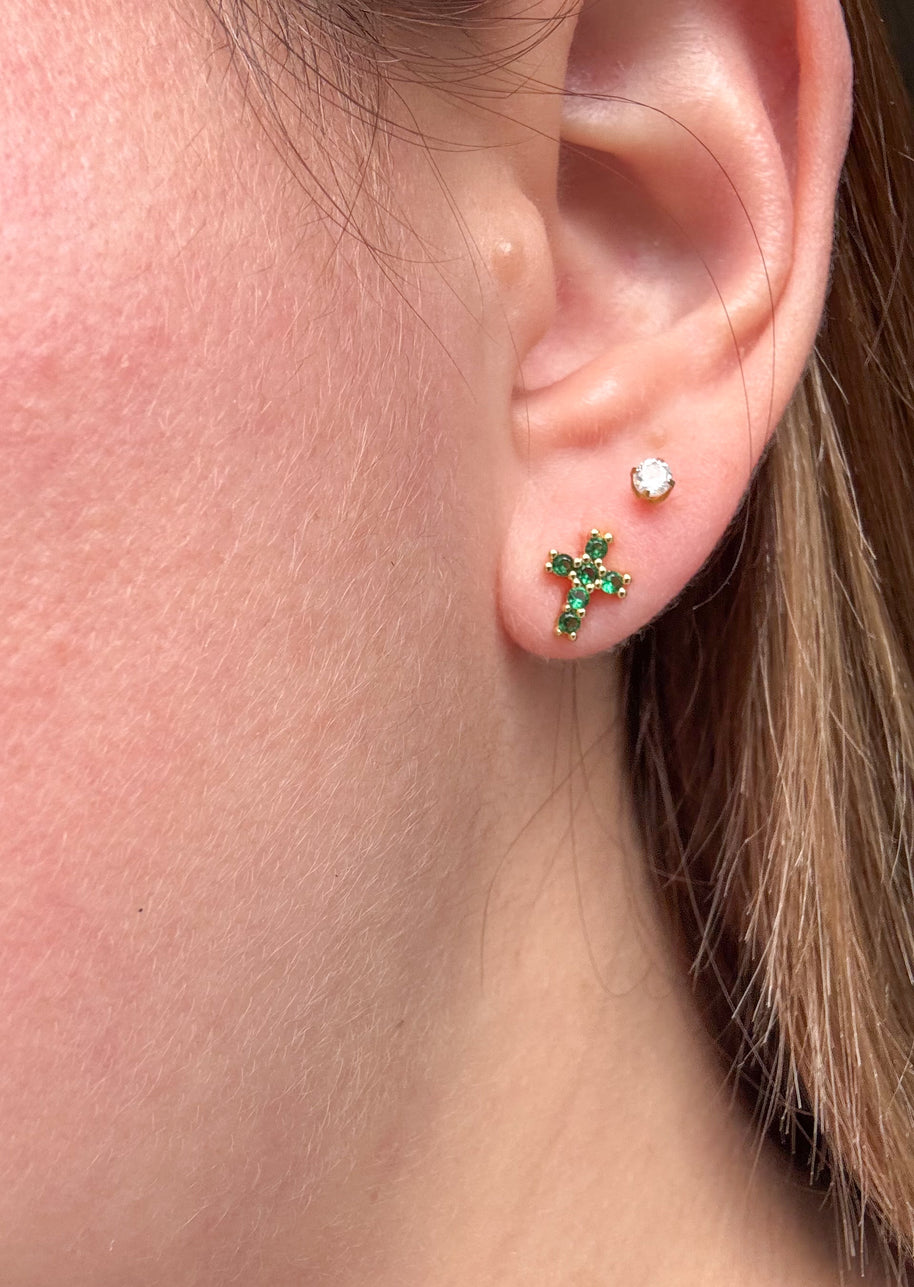 Golden Green Crystal Earrings