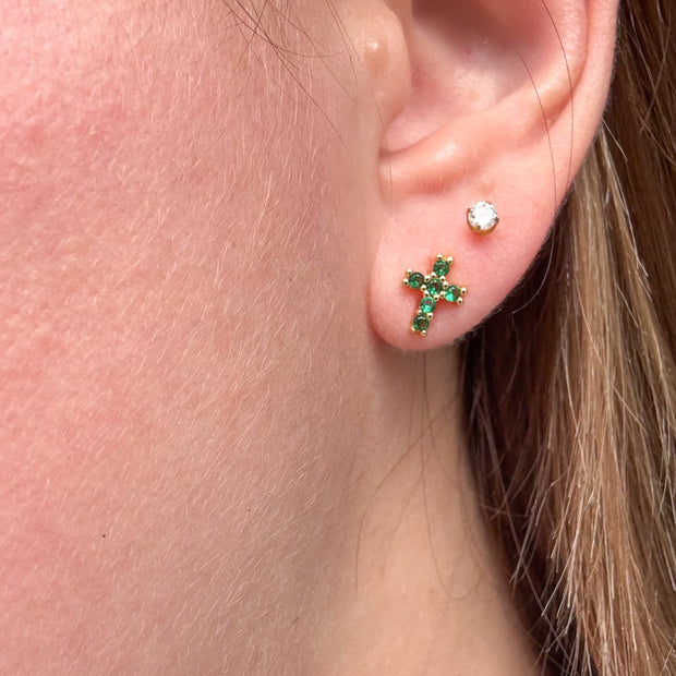 Golden Green Crystal Earrings