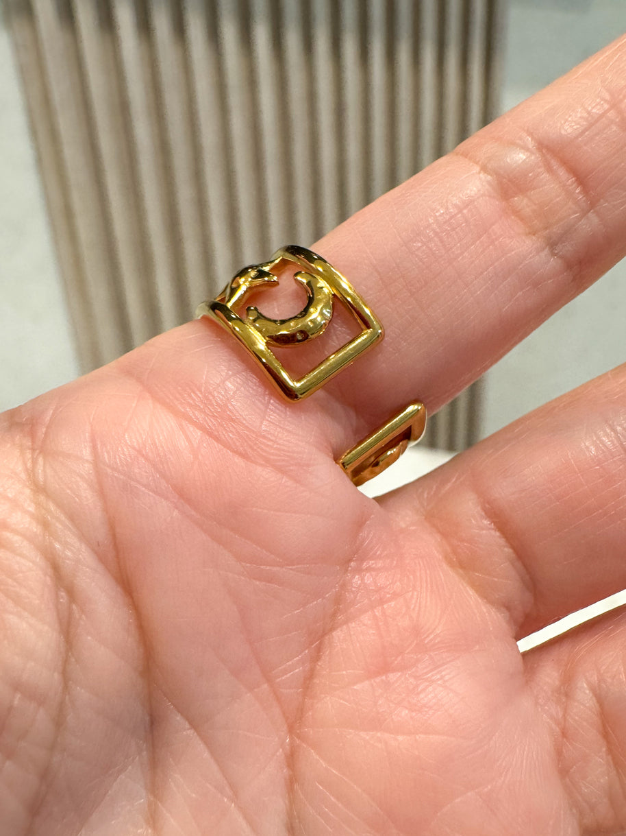 Golden Star-Moon Ring