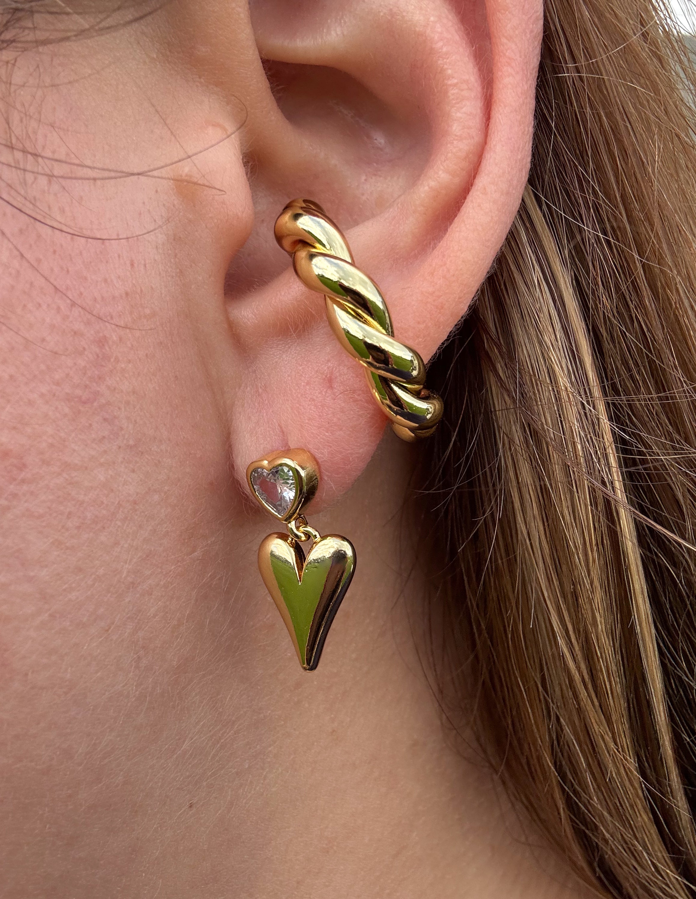 Aretes de Corazones + Ear Cuff