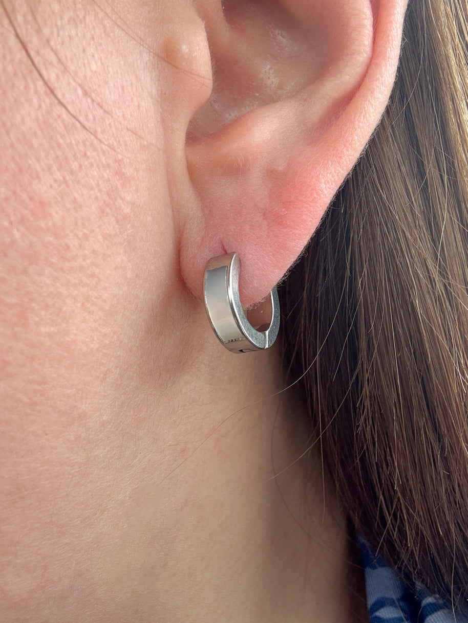 Silver Classic Mother of Pearl Steel Hoops