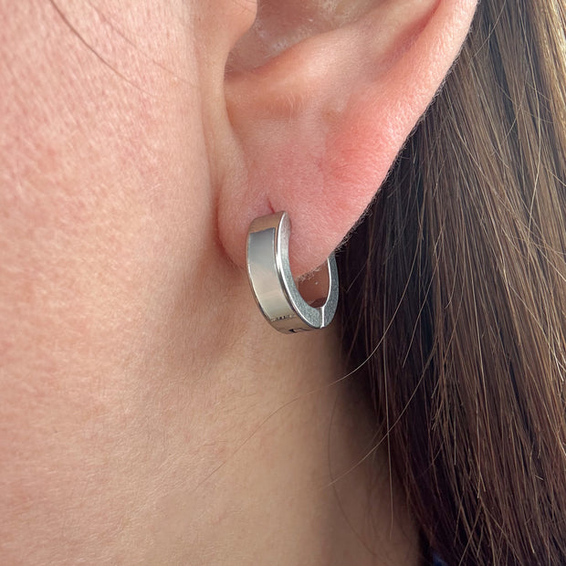 Silver Classic Mother of Pearl Steel Hoops