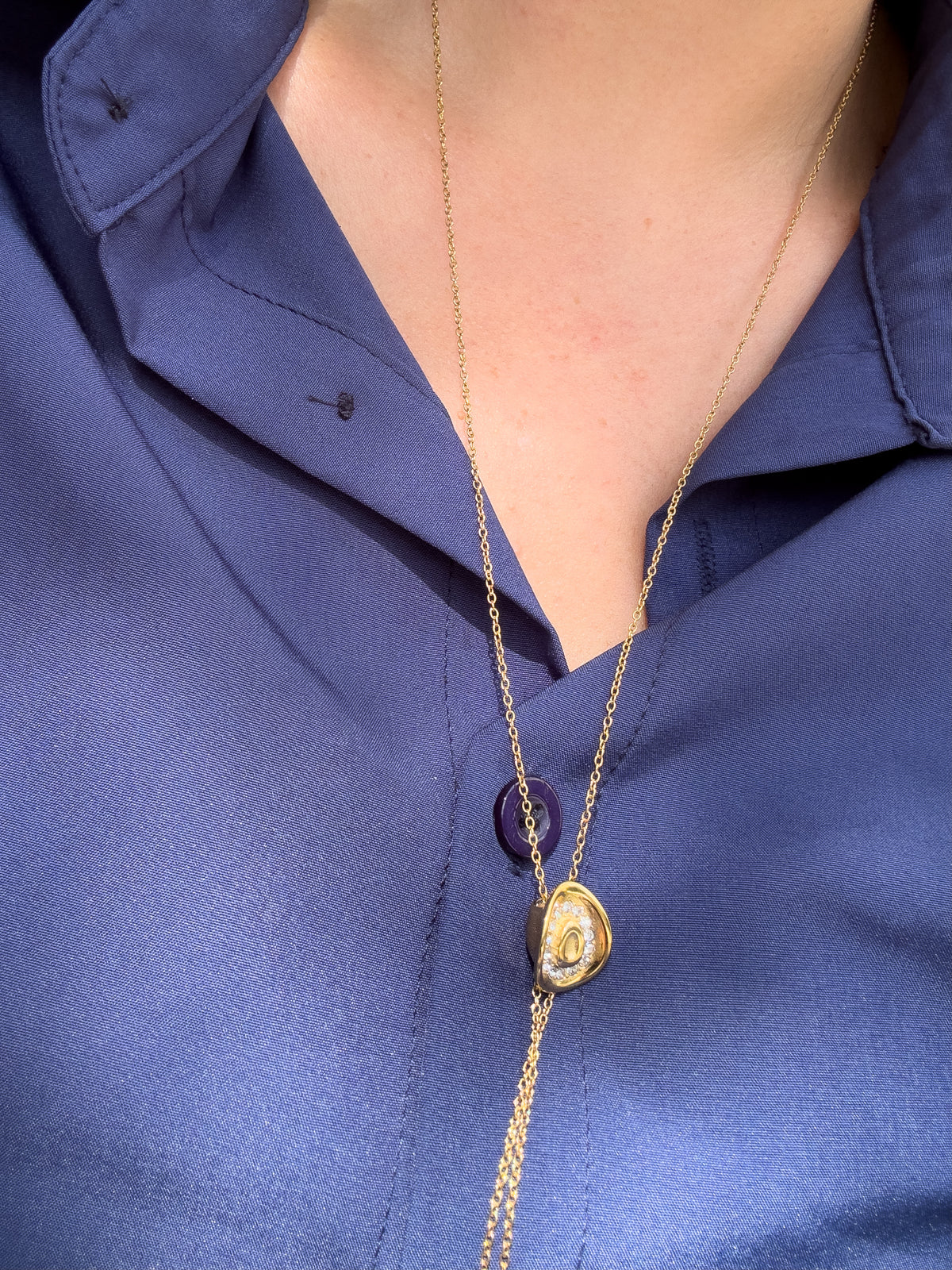 Golden Cowboy Y Style Adjustable Chain Steel Necklace