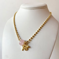 Pink Turkish Stone and Golden Faith Necklace