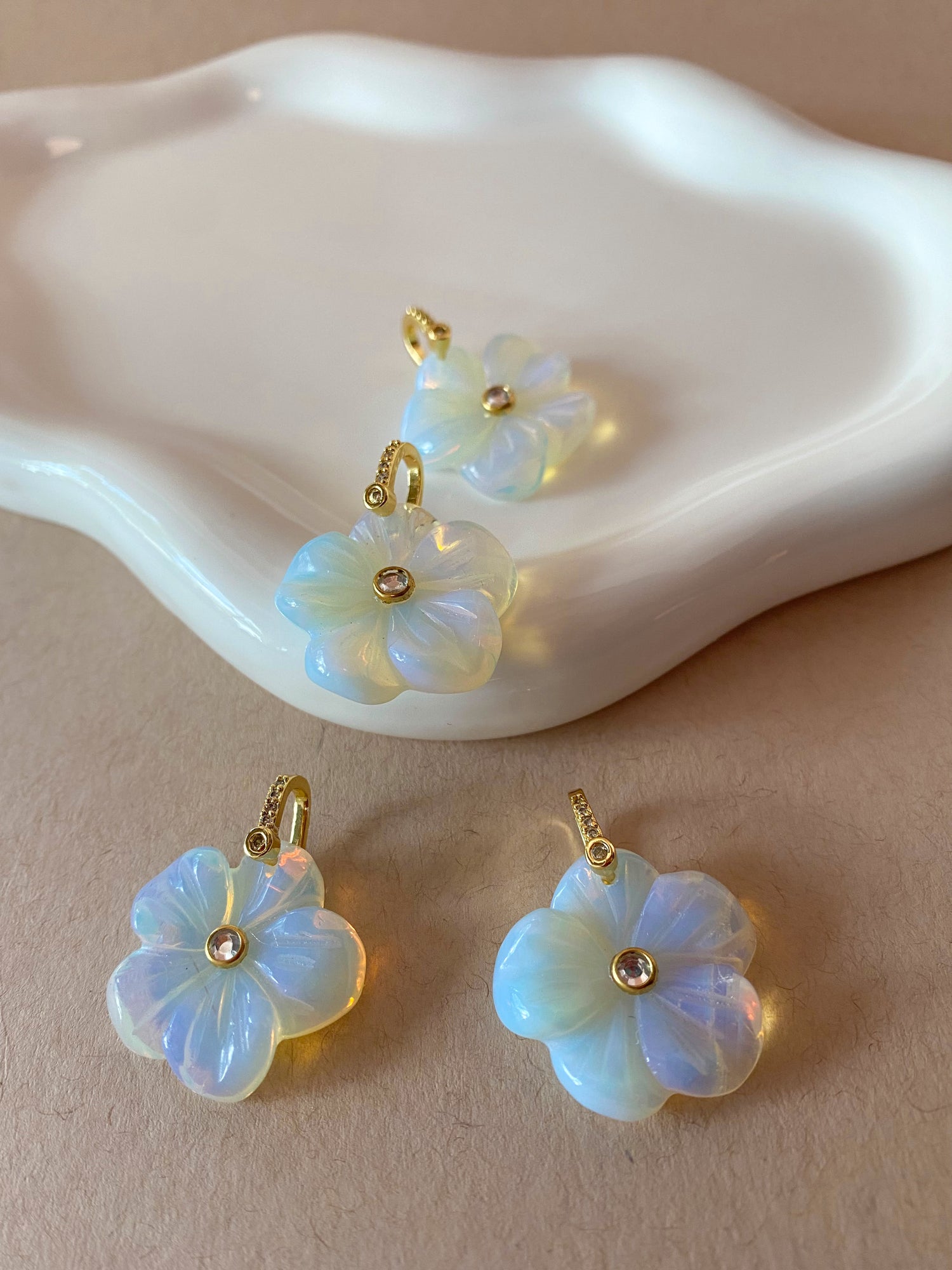 Opal Flower Crystal Stone Charm