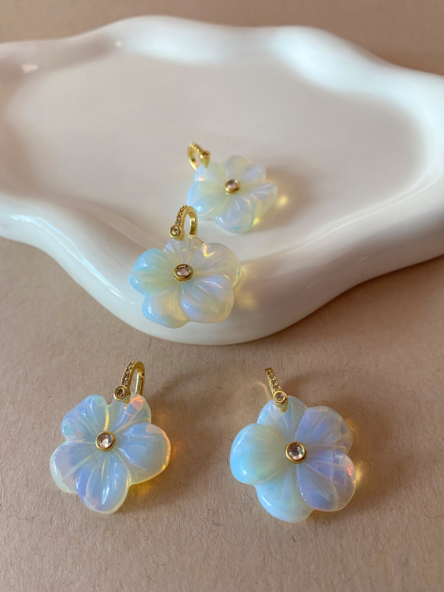 Opal Flower Crystal Stone Charm