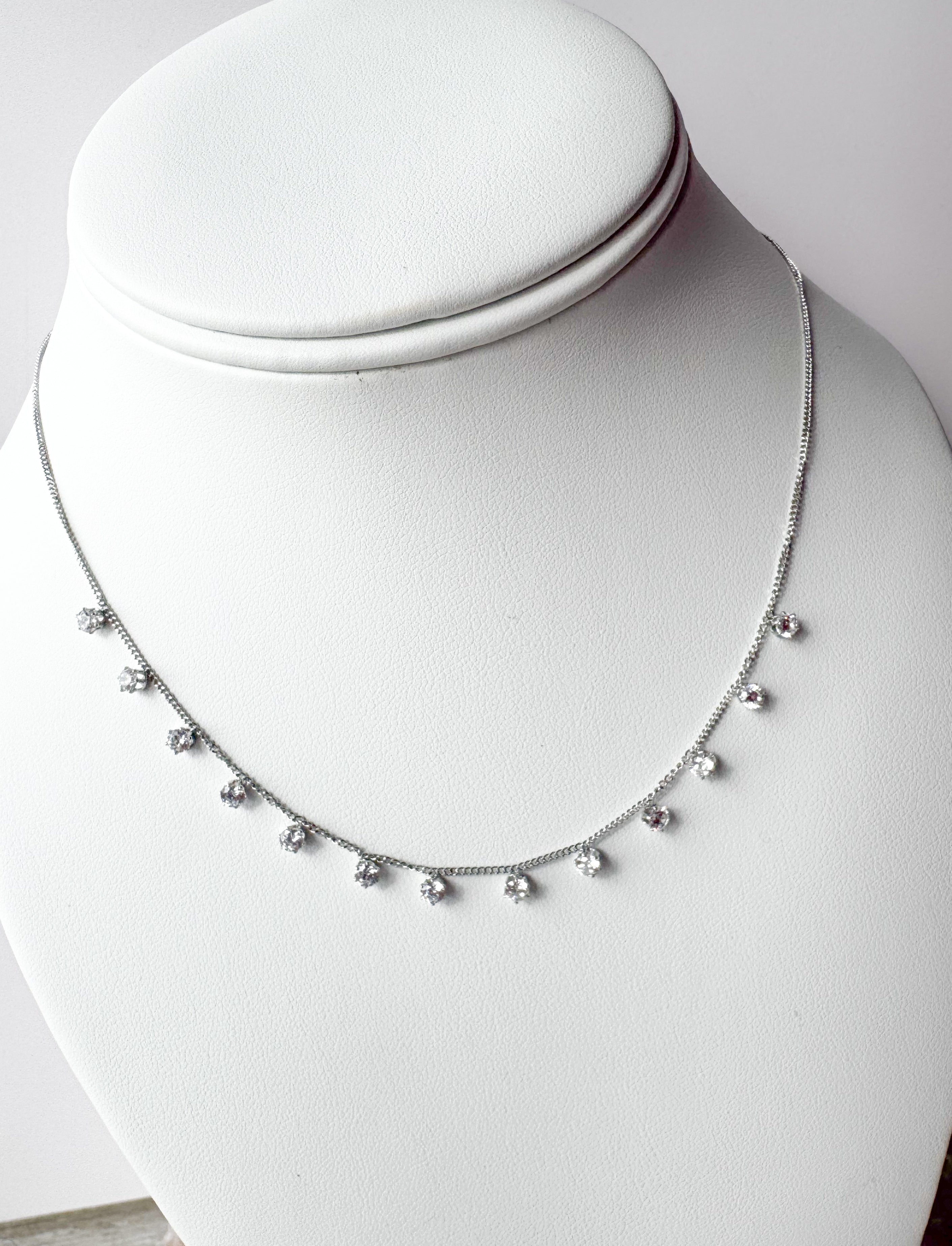 Mini Crystal Silver Steel Necklace