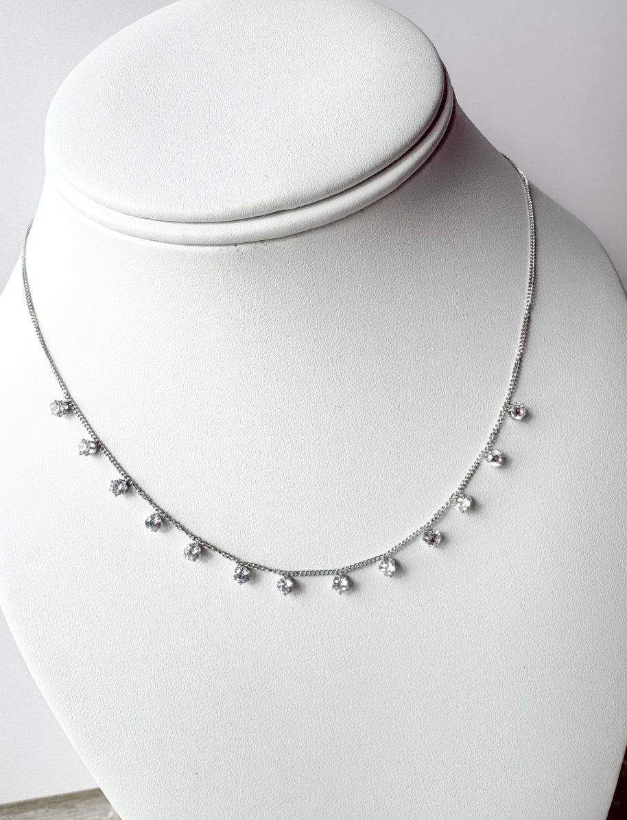 Mini Crystal Silver Steel Necklace