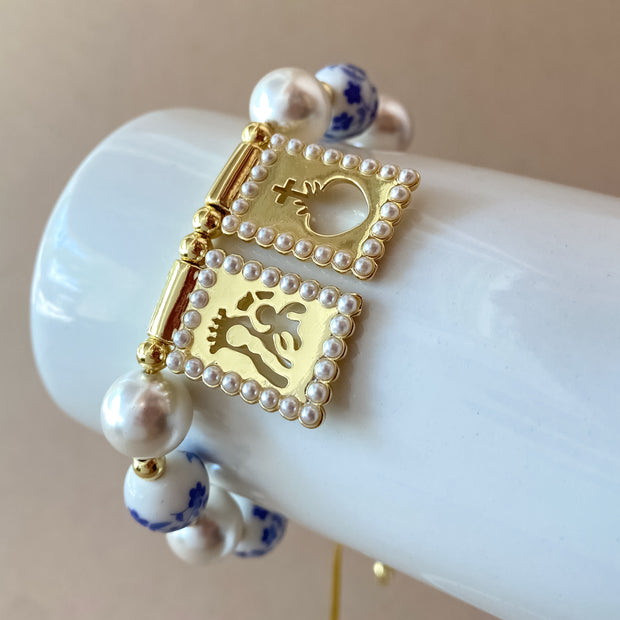 Carmen Virgin Pearls Scapular Adjustable Bracelet