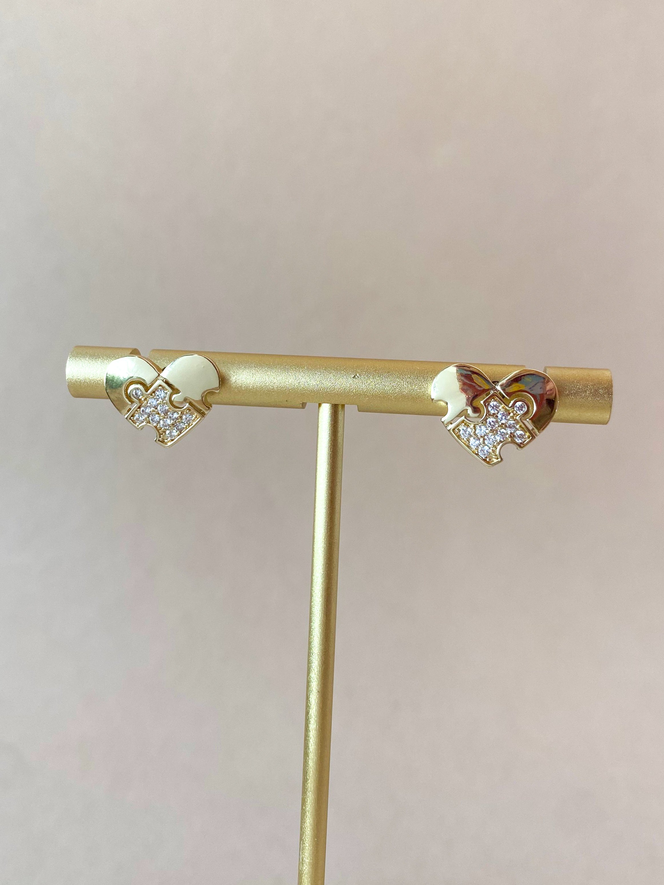 Little Puzzle Golden Hearts Earrings
