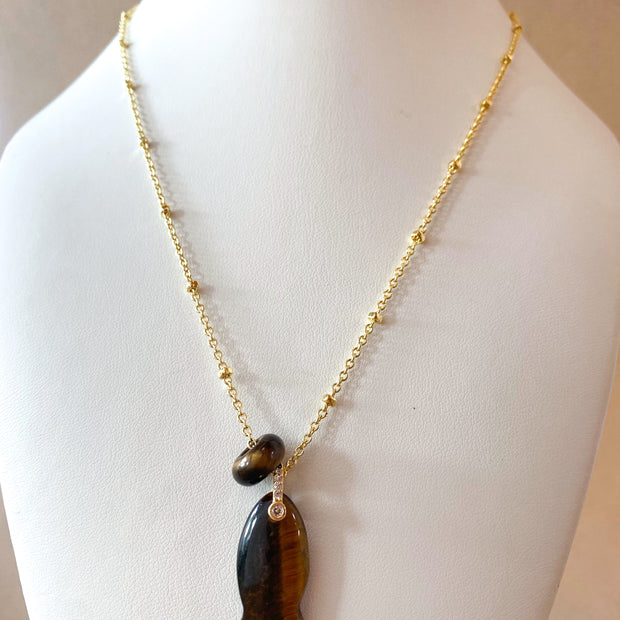 Fish and Little Turkish Tiger Eye Necklace