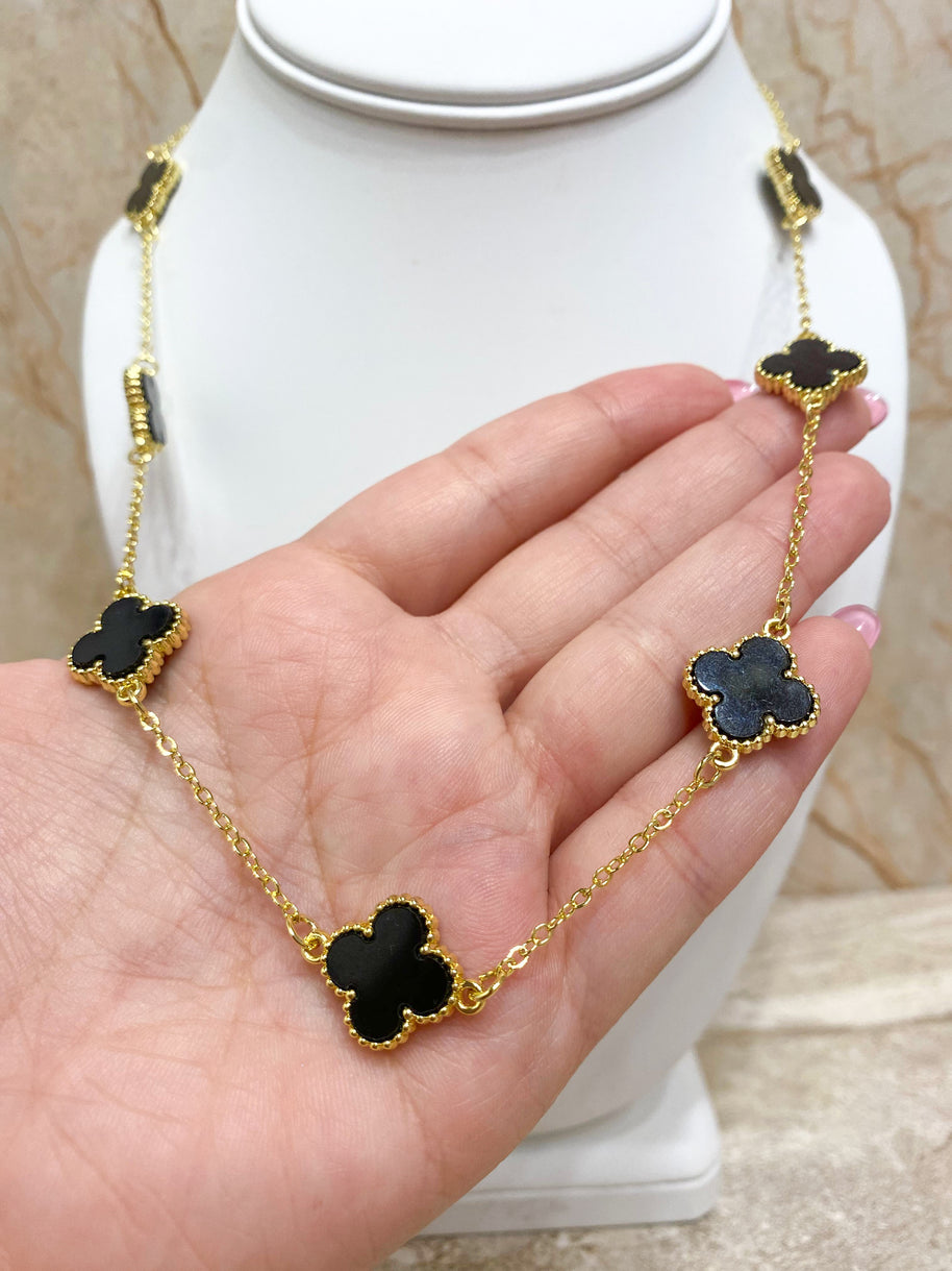 Black & White Clovers Necklace
