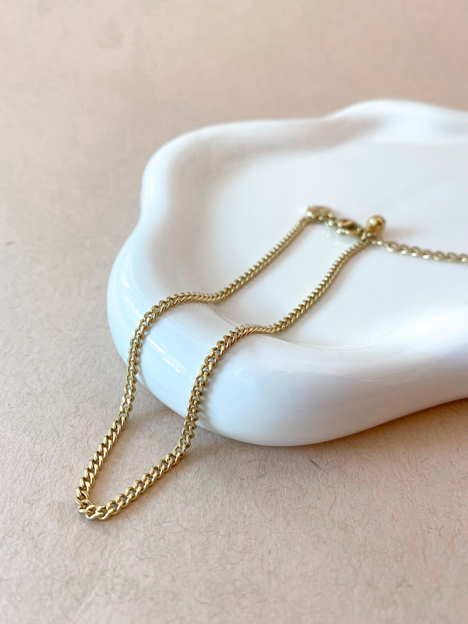 Golden Cuban Link Style Anklet