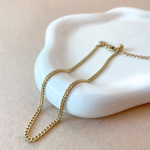 Golden Cuban Link Style Anklet