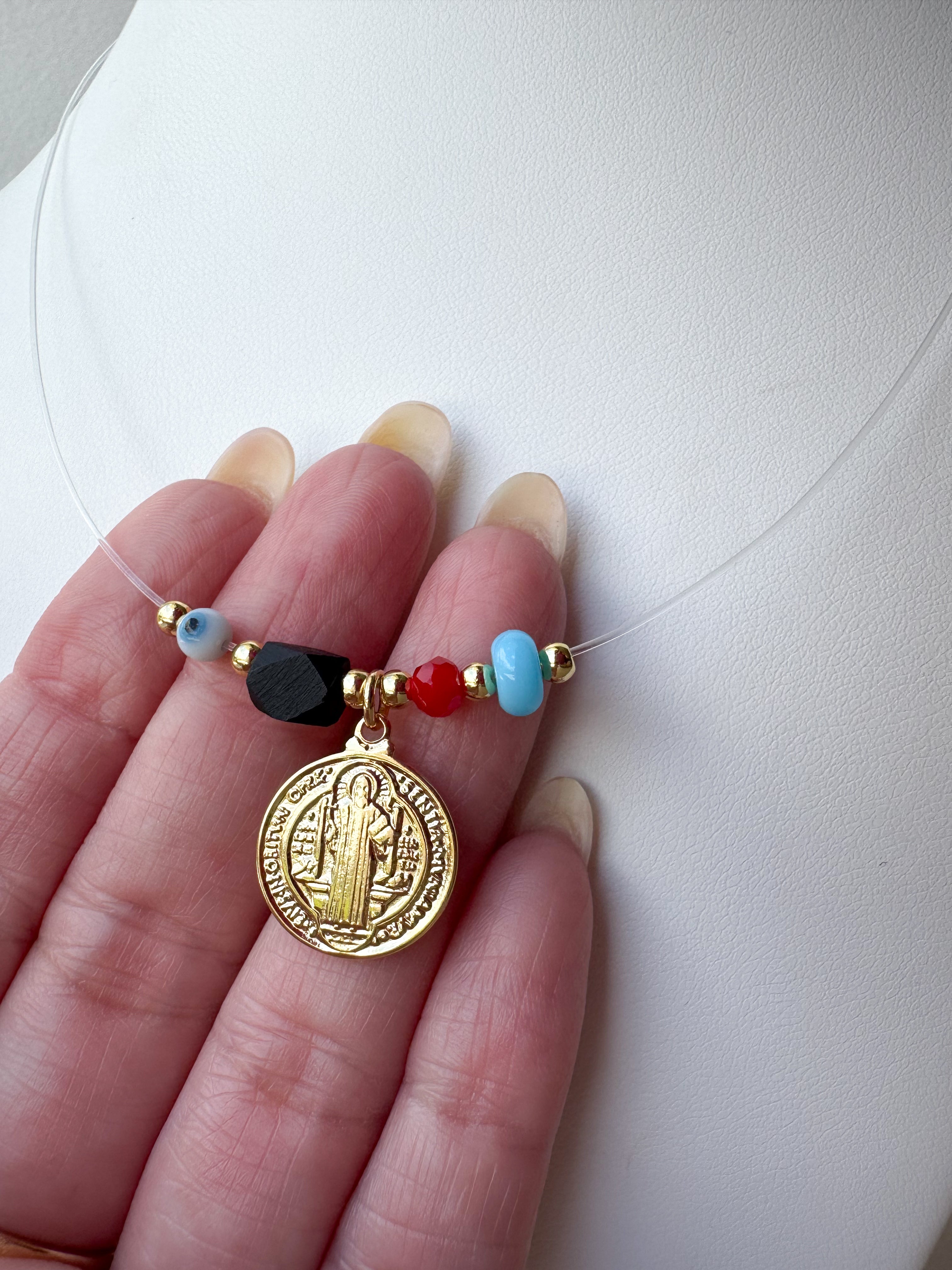 St. Benedict & Our Father Ghost Style Necklace