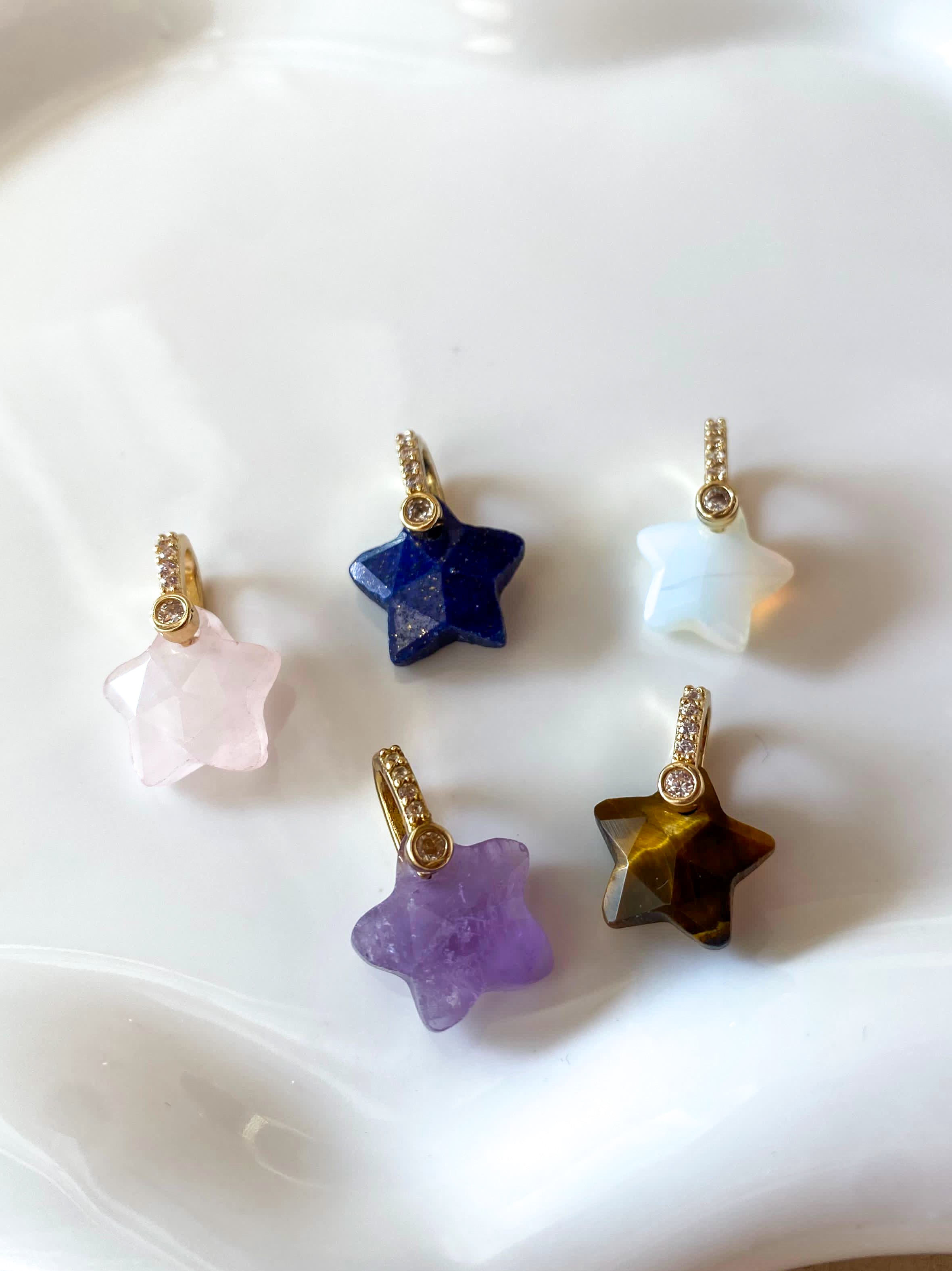 Variety of Stones Stars Shape Charms