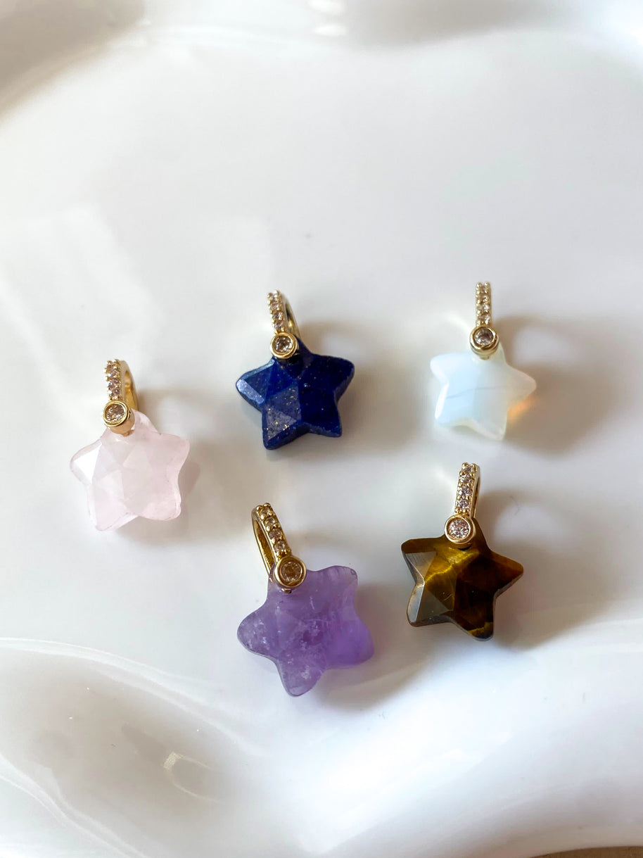 Variety of Stones Stars Shape Charms