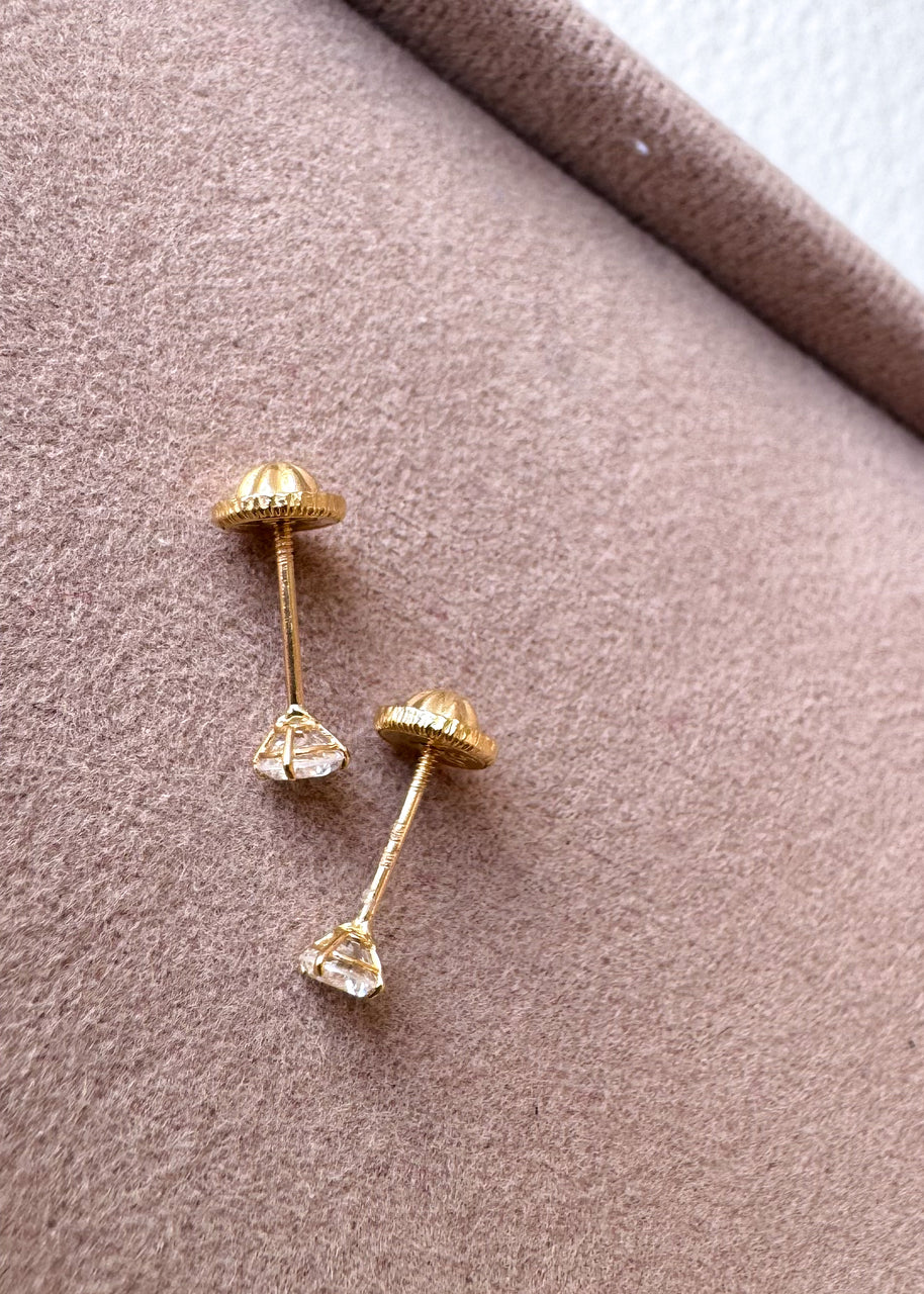 Lab Diamonds 18k Solid Gold 3mm Earrings