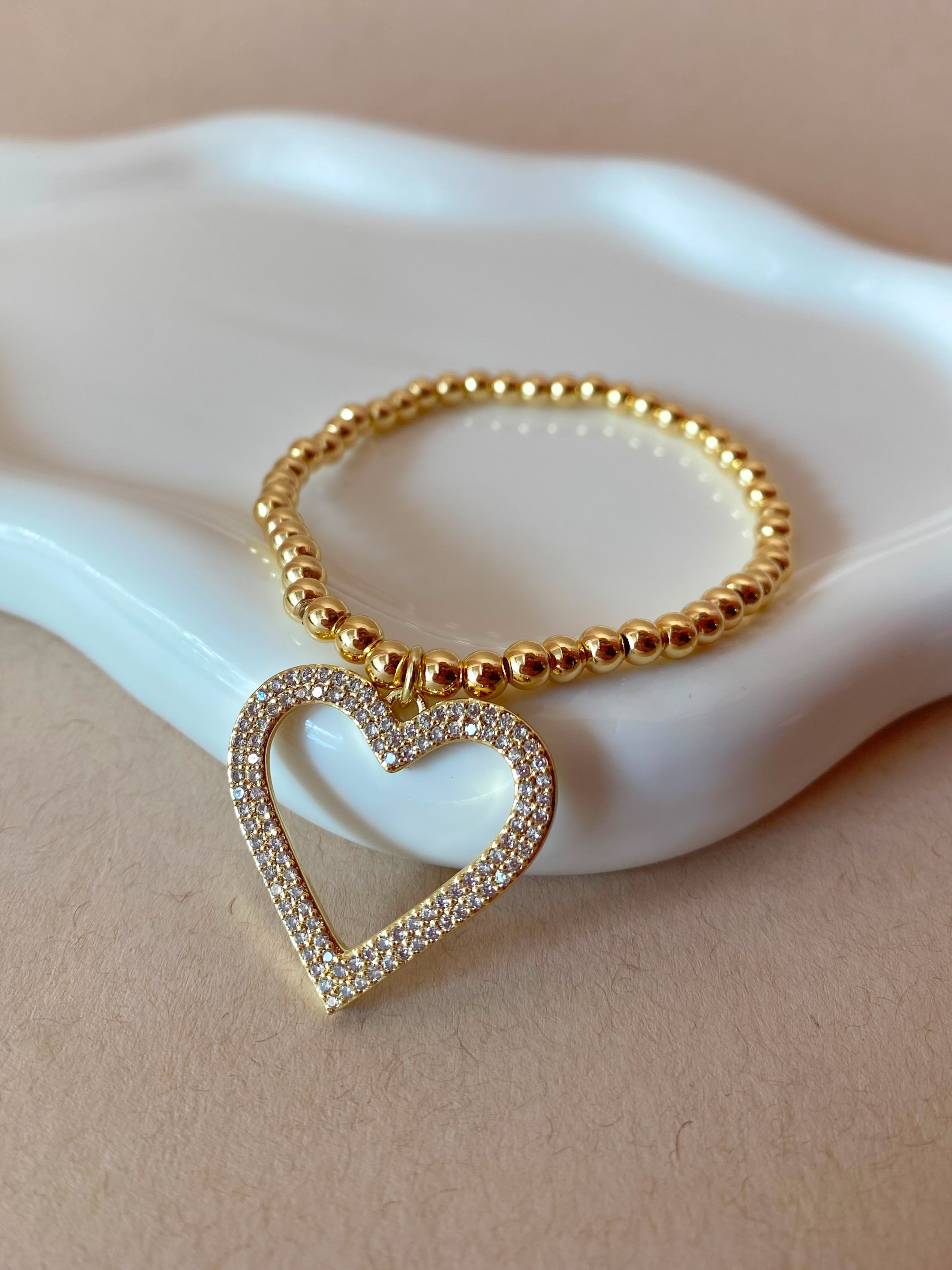 Big Crystal Silhouette Heart Elastic Bracelet