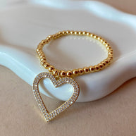 Big Crystal Silhouette Heart Elastic Bracelet
