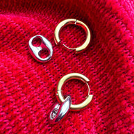 2 Gold Big Coffee Grain Steel Hoops