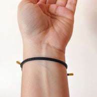 Dios and Crystal Mini Cross Pink in Black Cord Adjustable Bracelet