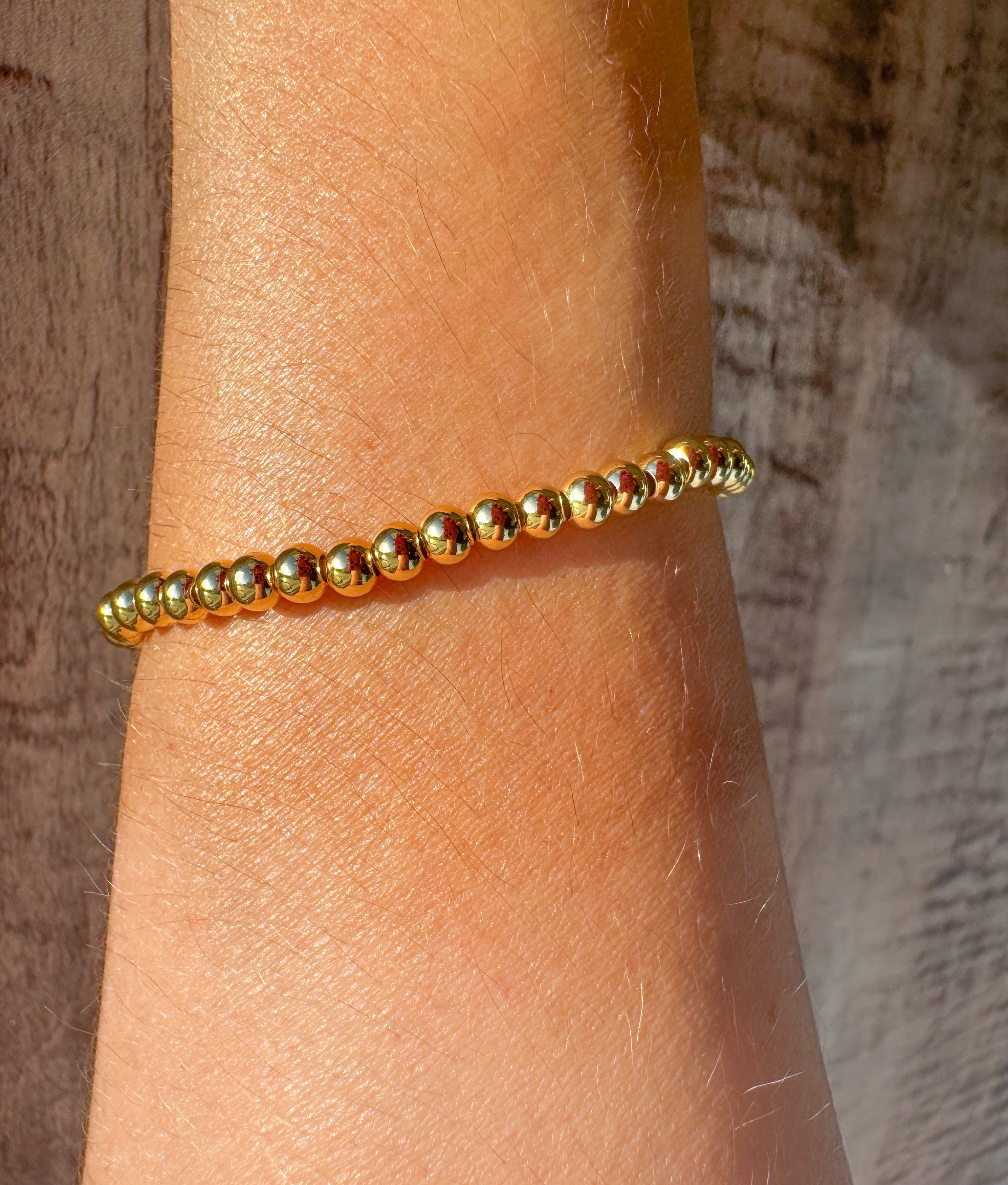 Plain Golden Balls Elastic Bracelet