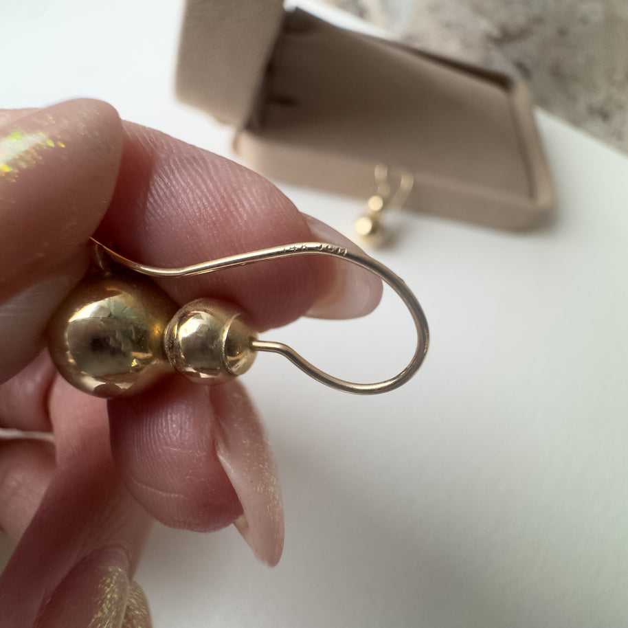 2 Balls Style 14K Solid Gold Earrings