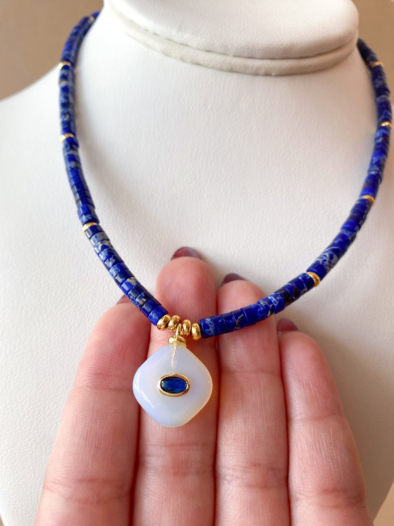 Opal Stone in a Imperial Jasper Stone Necklace