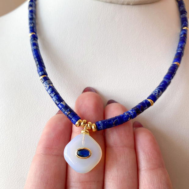 Opal Stone in a Imperial Jasper Stone Necklace