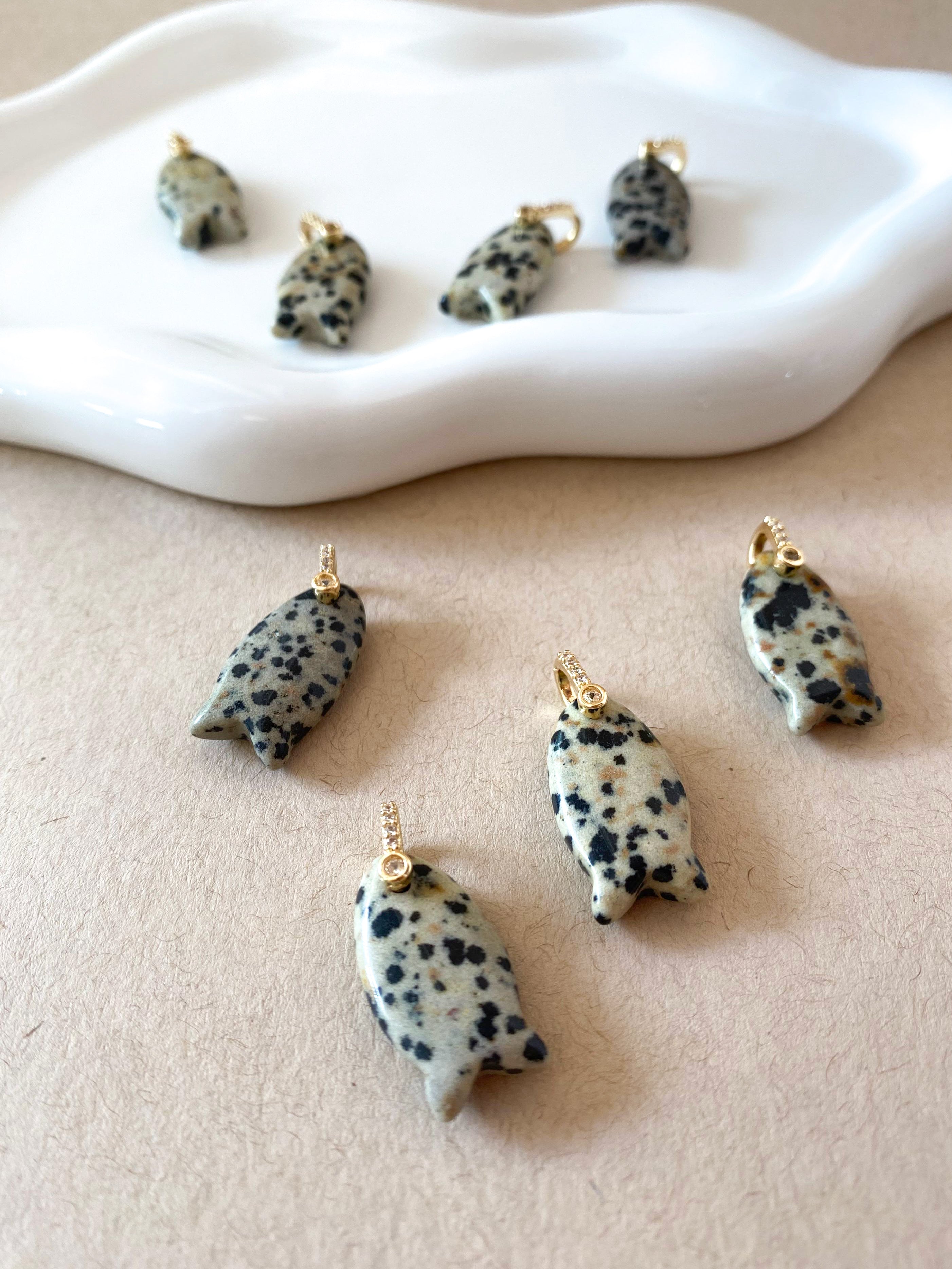 Dalmatian Jasper Stone Fish Charms