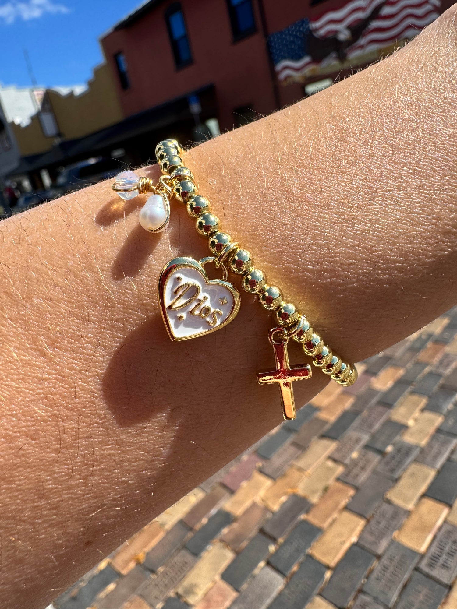 Dios, Crystal & Cross Bracelet