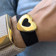 2 Styles of Black Elastic Bracelet with Star or Heart Charms