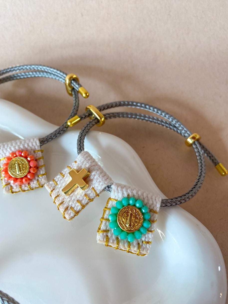 Adjustable Scapular St Benedict Colorful Bracelet