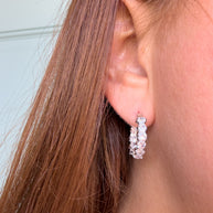 Silver Double Zircons Steel Hoops