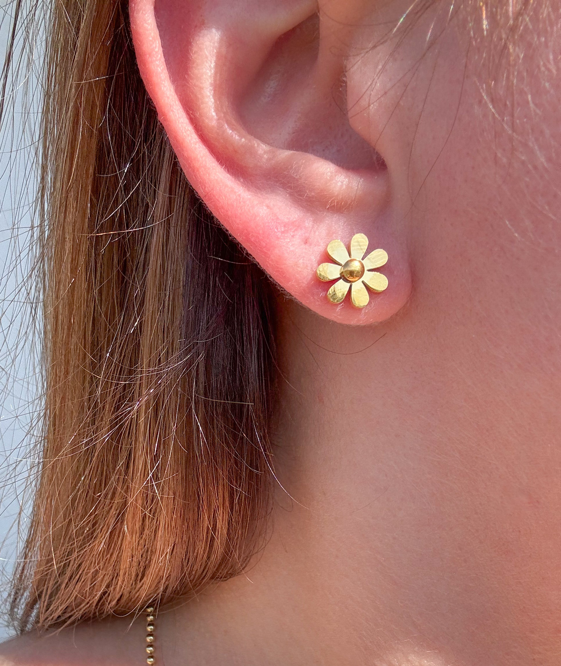 Golden Flowers Plain Earrings
